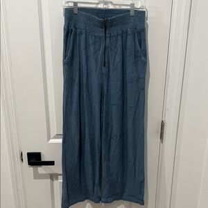 North of West Vanessa Blue Terry Cloth Pants Joggers Zipper Front Size Large